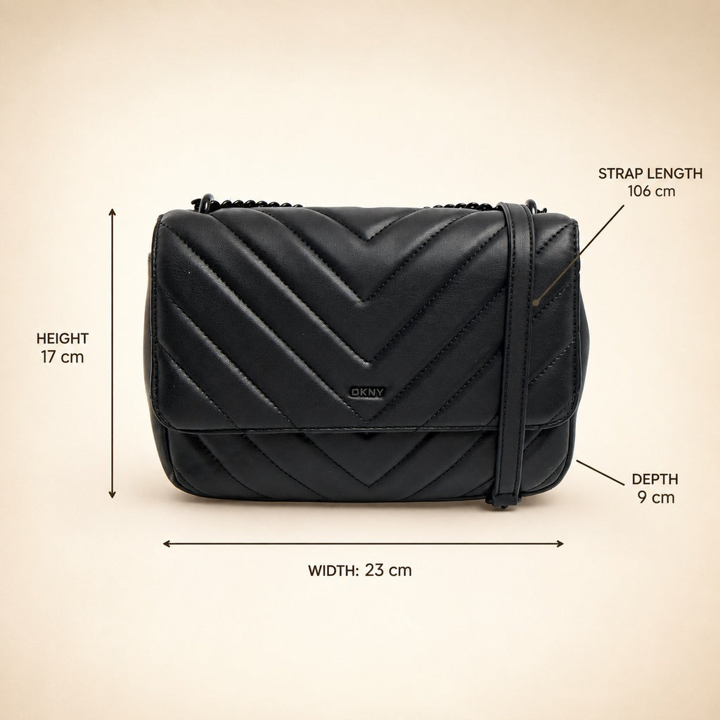 DKNY Black Veronica Chevron Shoulder Bag