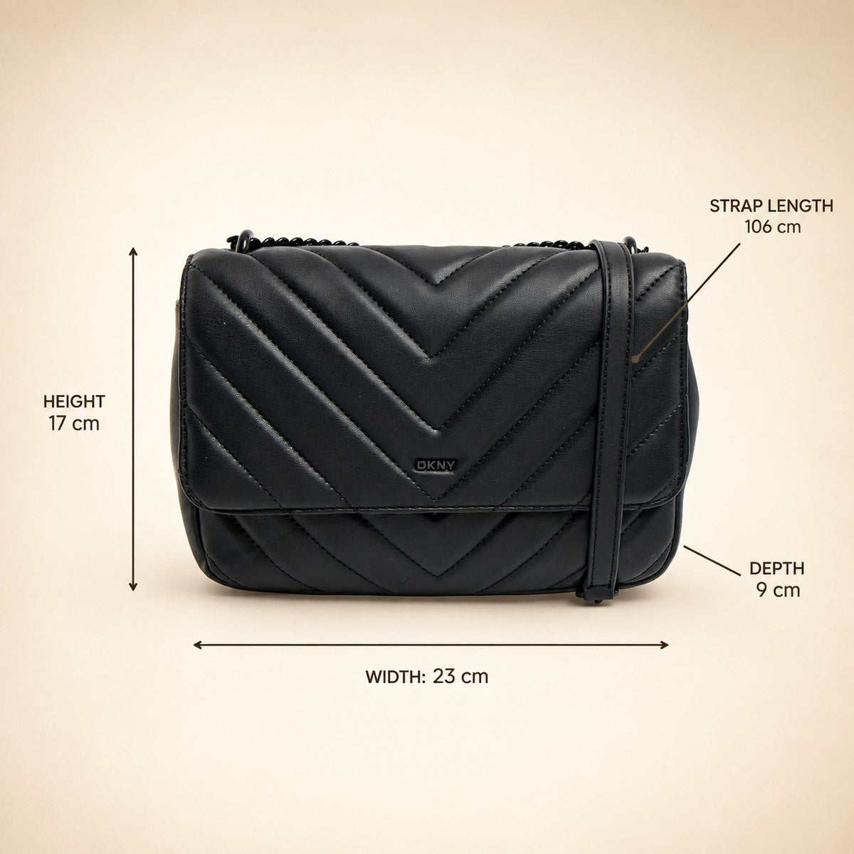 DKNY Black Veronica Chevron Shoulder Bag