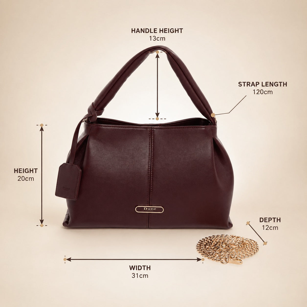 Dune London Burgundy Dawes Shoulder Bag