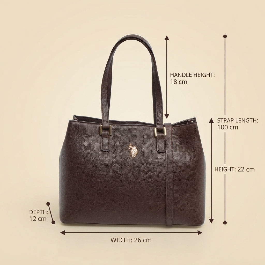 U.S. Polo Assn. Dark Brown Structured Jones Tote Bag