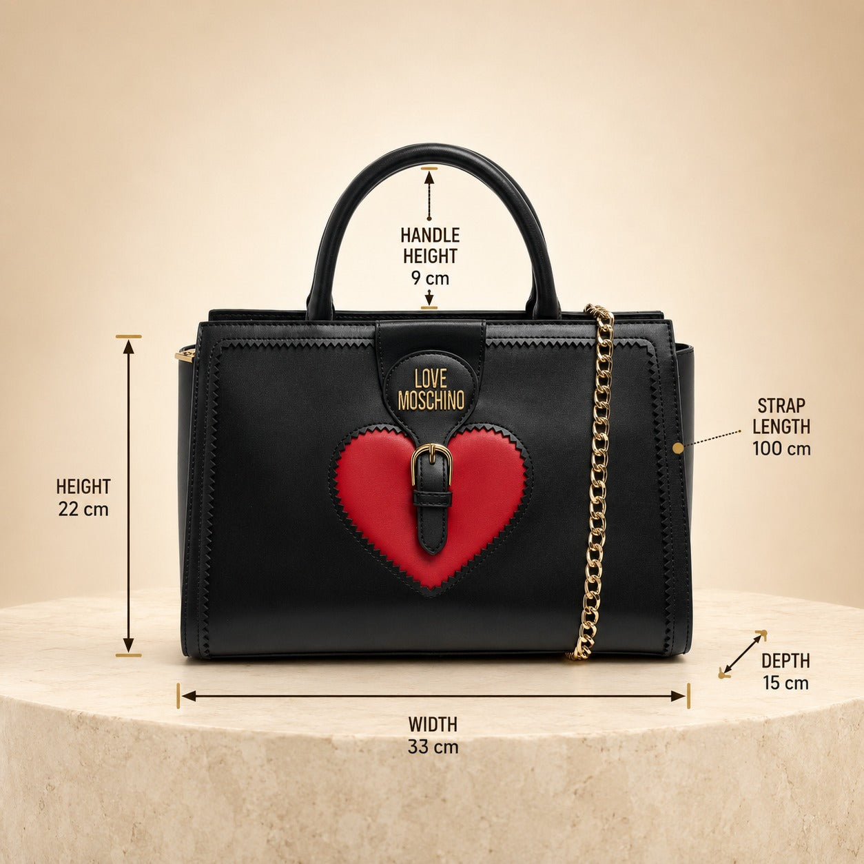 Love Moschino Black Heart Buckle Handbag