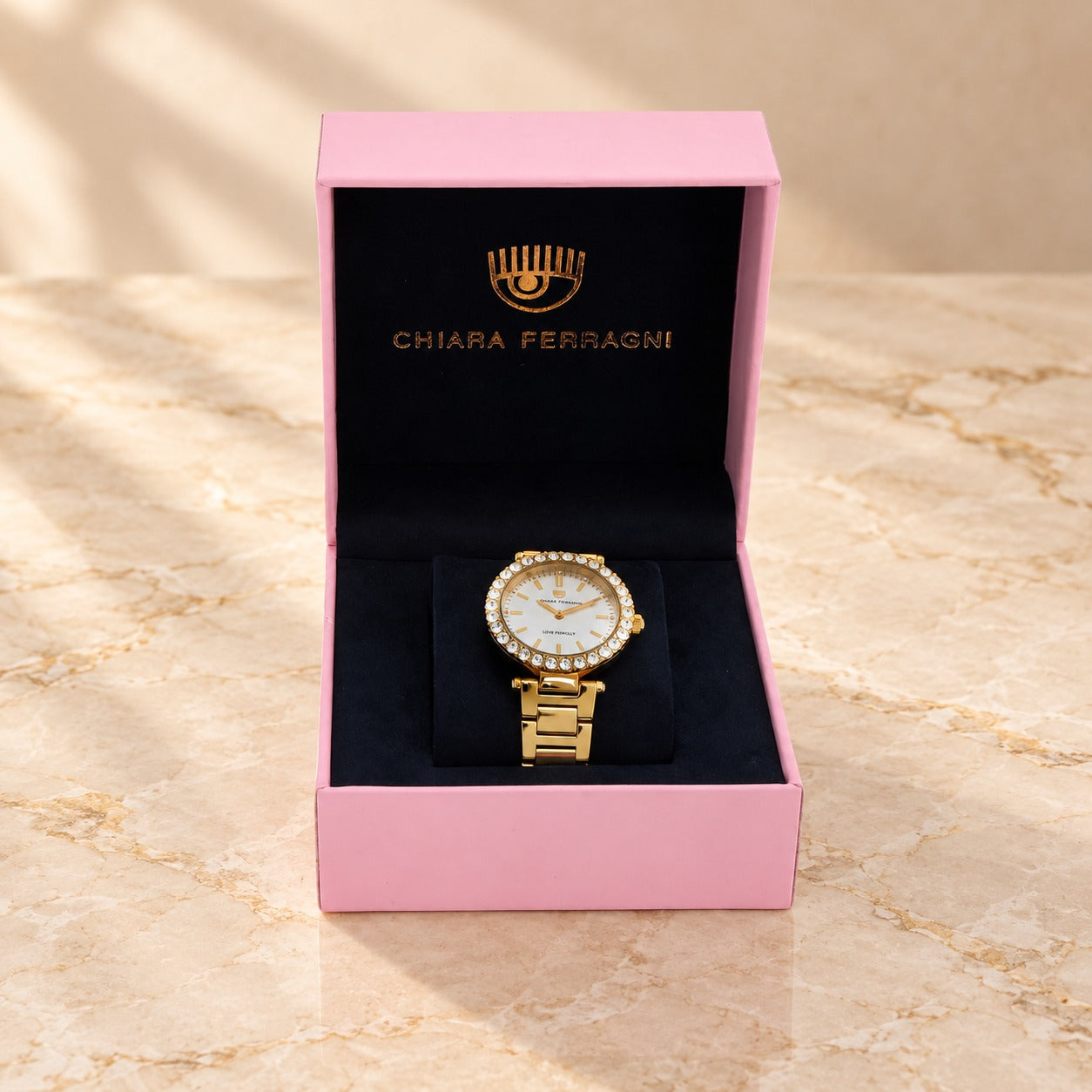 Chiara Ferragni Gold Tone Embellished Analogue Watch