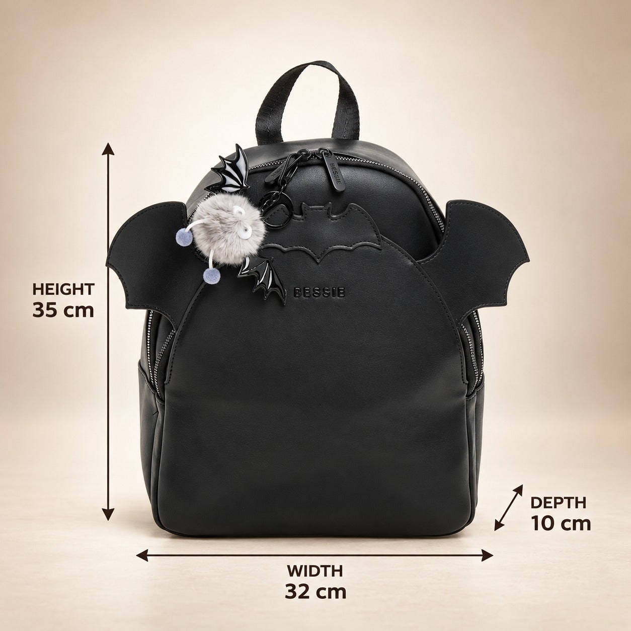 Bessie London Black Bat Backpack