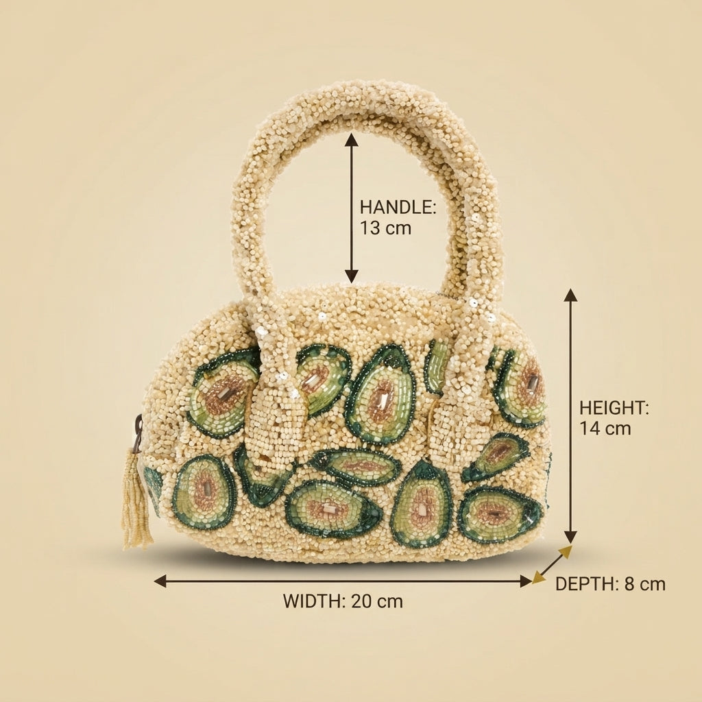 Mirasol Beige Avocado Beaded Bag