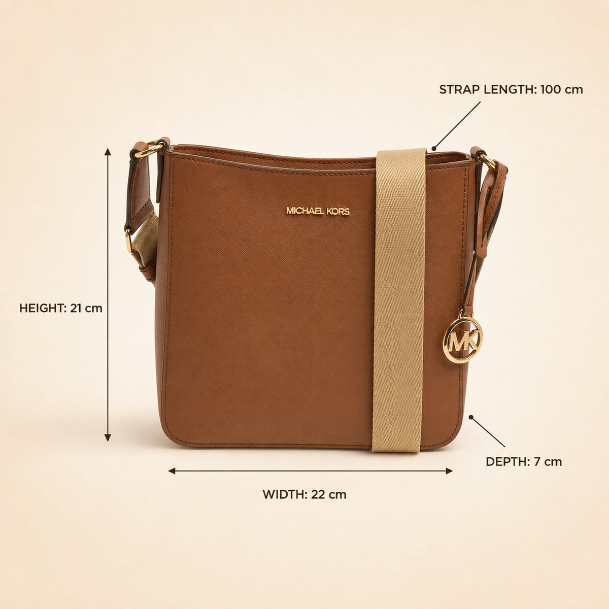 Michael Kors Brown Crossbody Bag, Gold Hardware