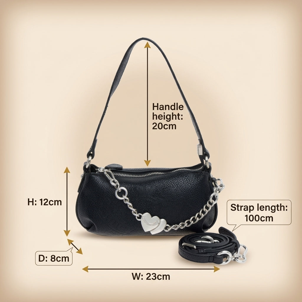 Juicy Couture Black Crest Logo Baguette Bag