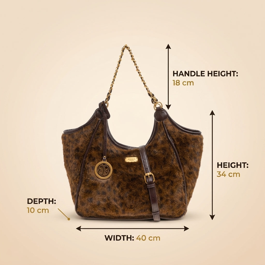 Bessie London Brown Leopard Hobo Bag