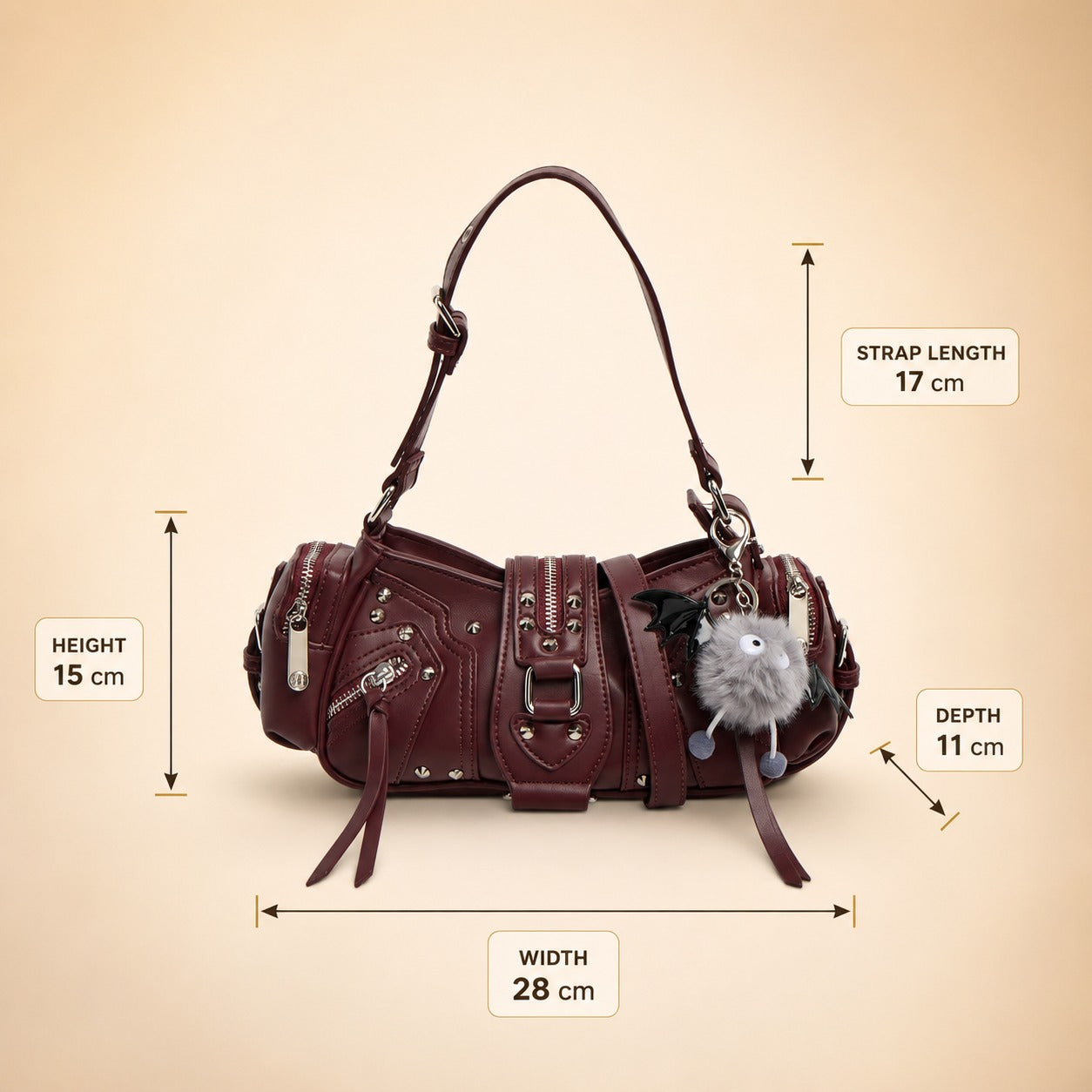 Bessie London Burgundy Shoulder Bag