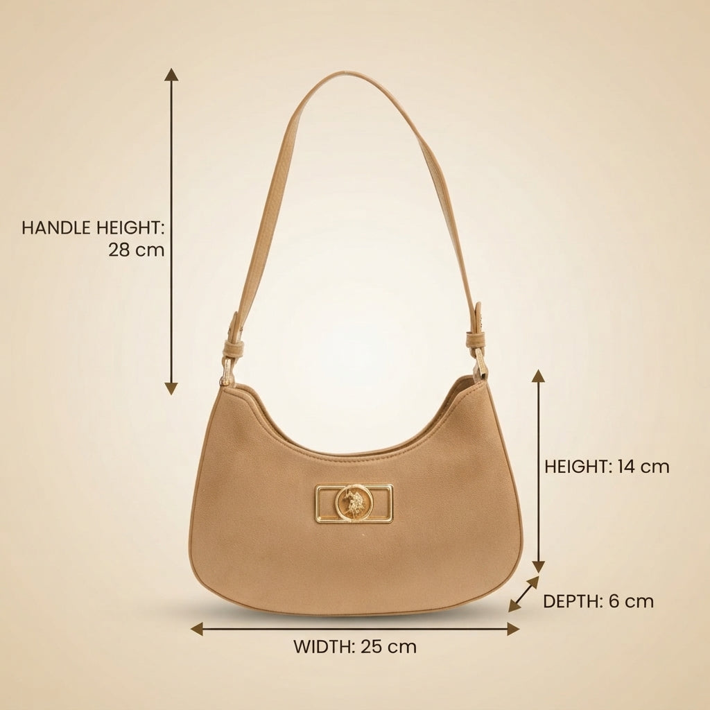 U.S. Polo Assn. Tan Brown Faux Suede Shoulder Bag