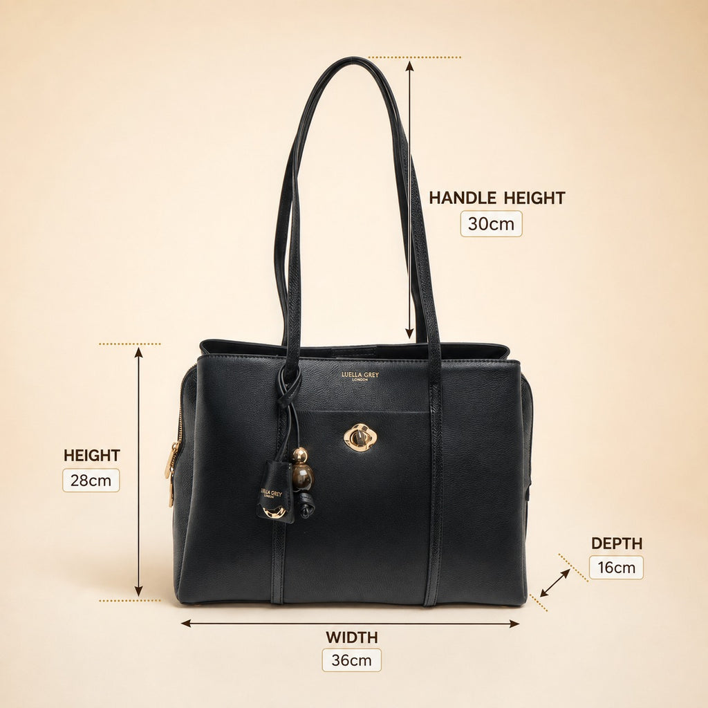 Luella Grey Black Fie Fie Tote Bag
