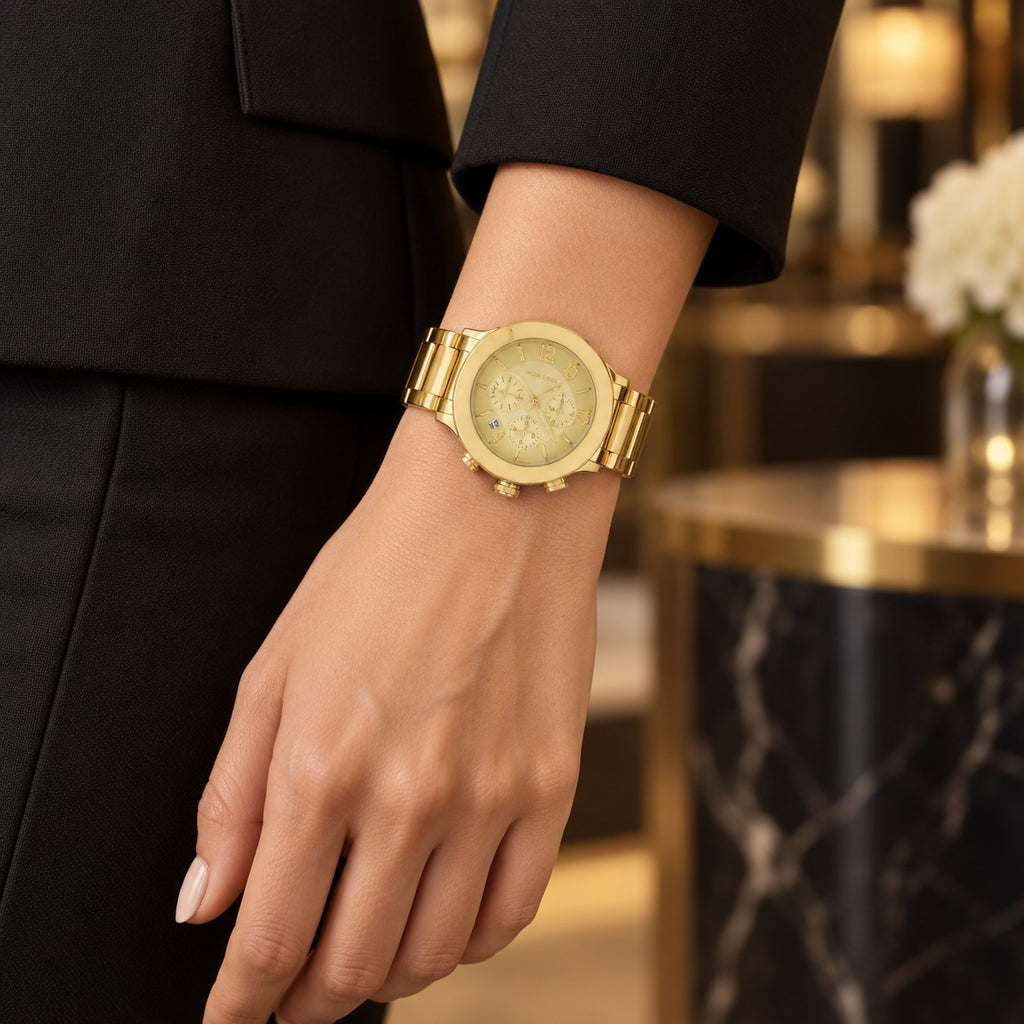 Michael Kors Gold Chronograph Watch, Polished Link Bracelet