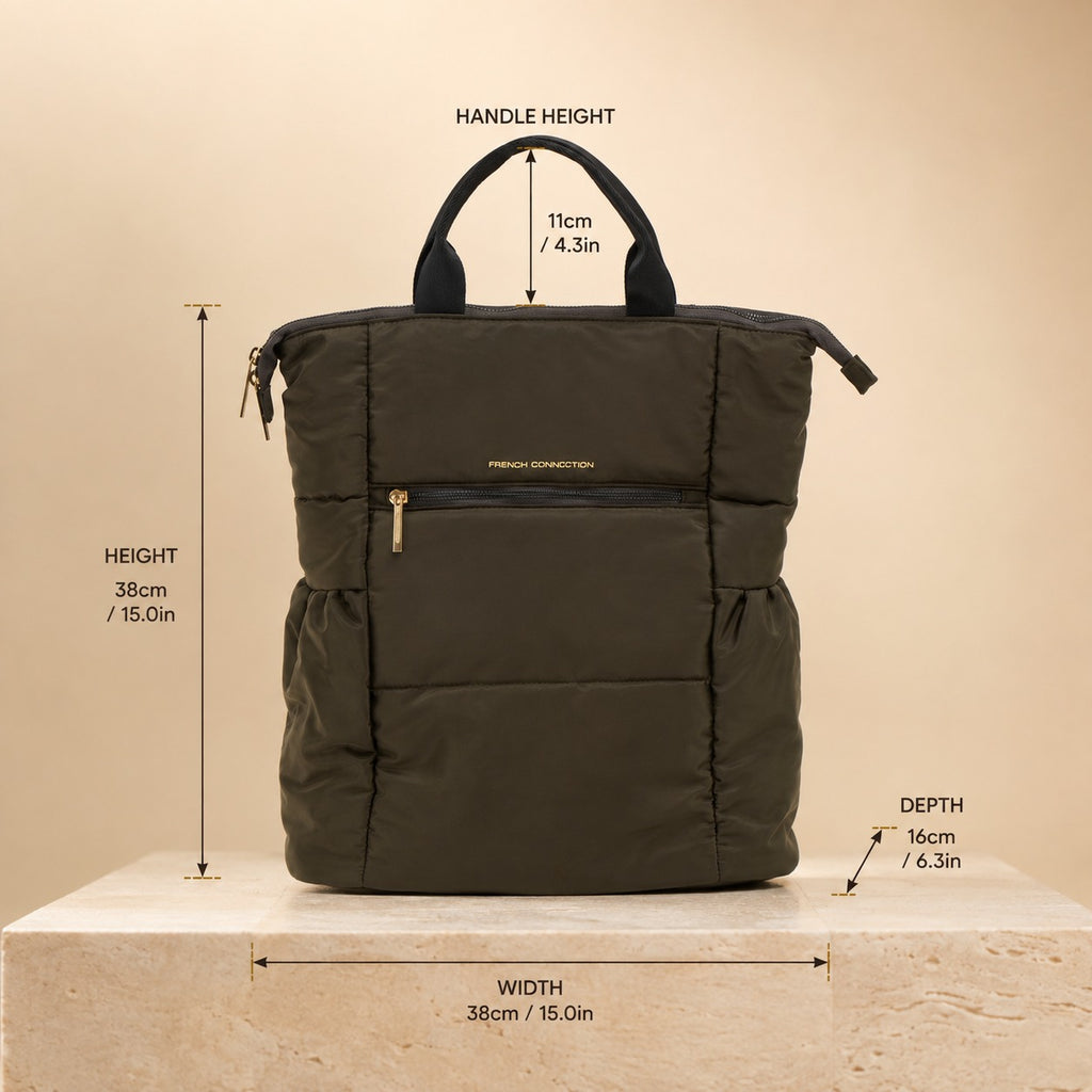 French Connection Olive Quilted Backpack