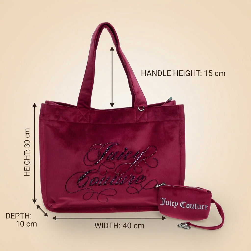 Juicy Couture Pink Embellished Logo Tote Bag