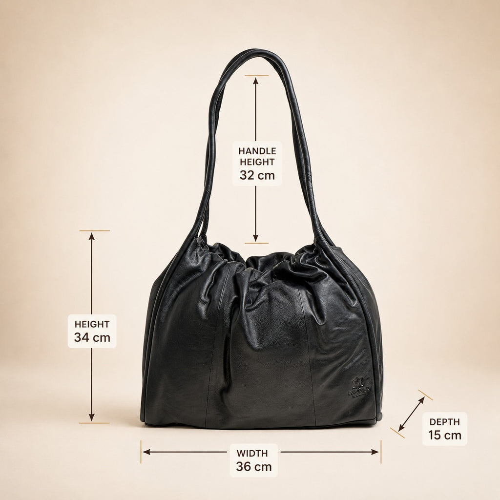 Leather Culture Black Leather Shoulder Bag