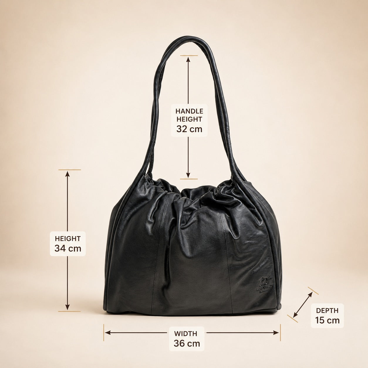 Leather Culture Black Leather Shoulder Bag