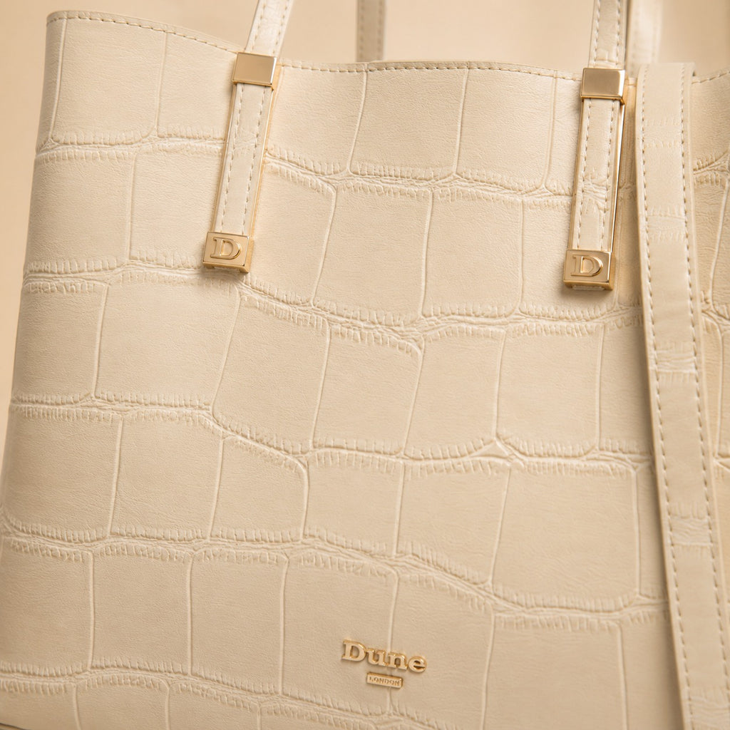 Dune London Beige Croc Effect Handbag