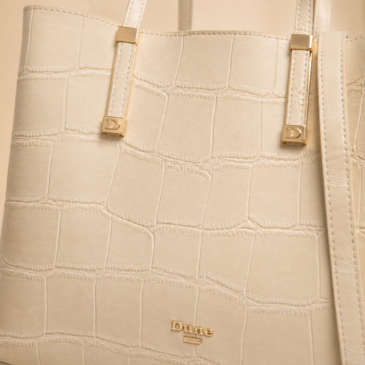 Dune London Beige Croc Effect Handbag