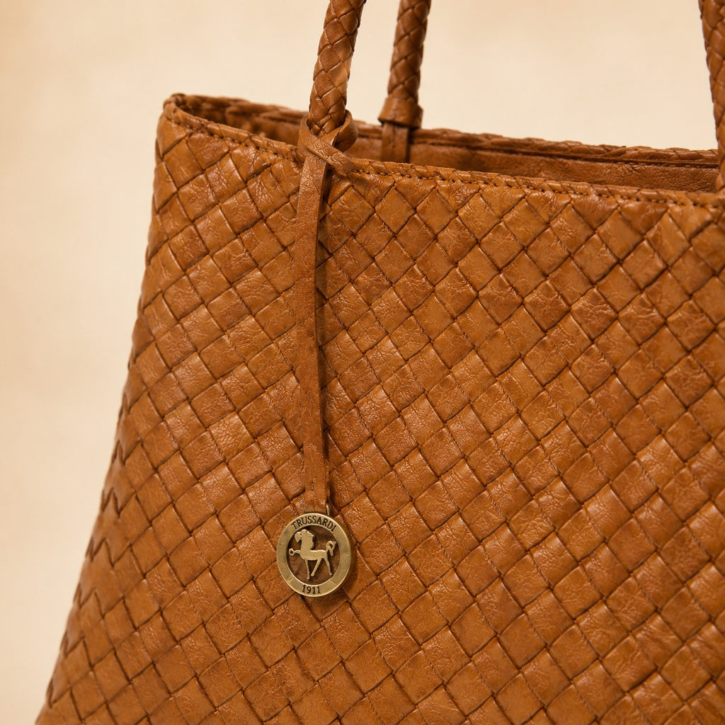 Silviano Brown Woven Shoulder Bag