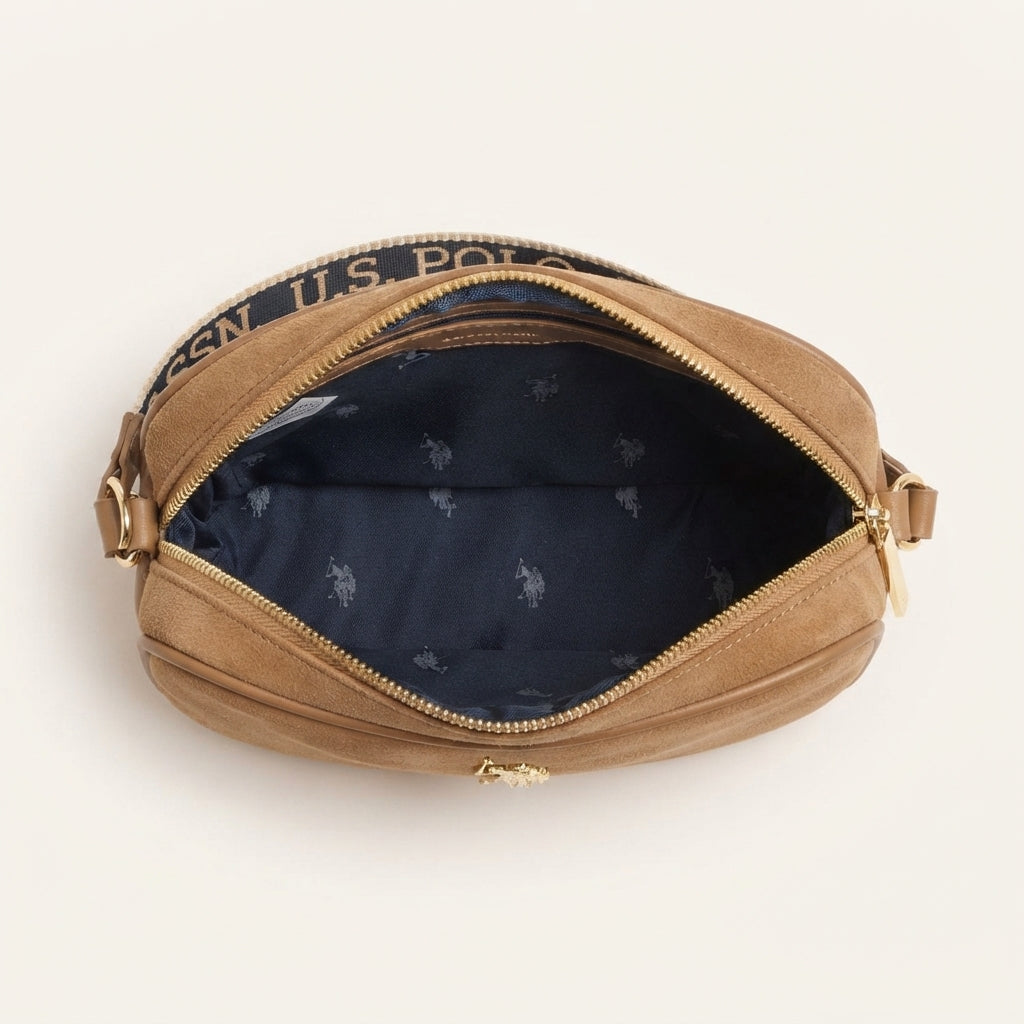 U.S. Polo Assn. Tan Suede Crossbody Bag