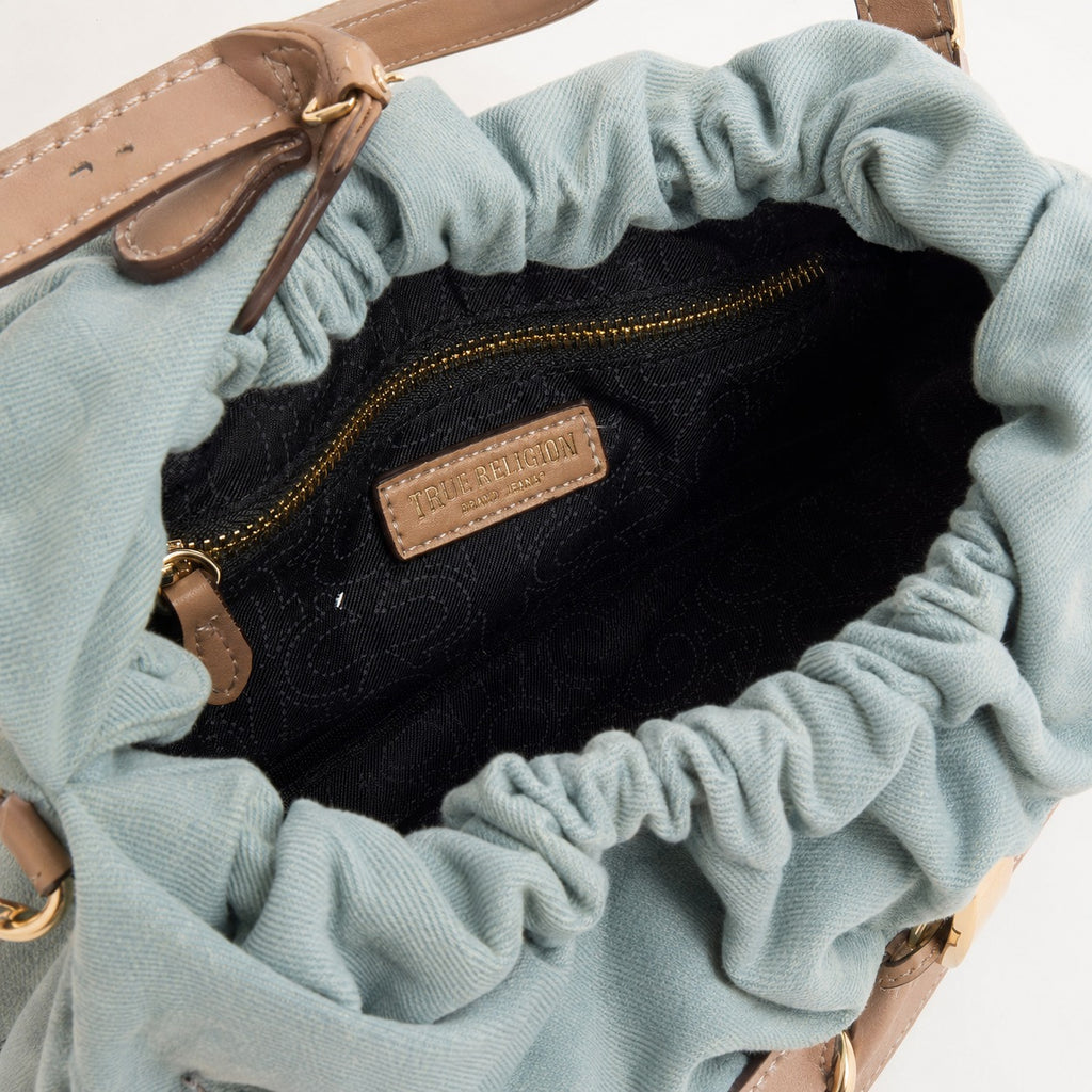 True Religion Light Blue Denim Hobo Handbag