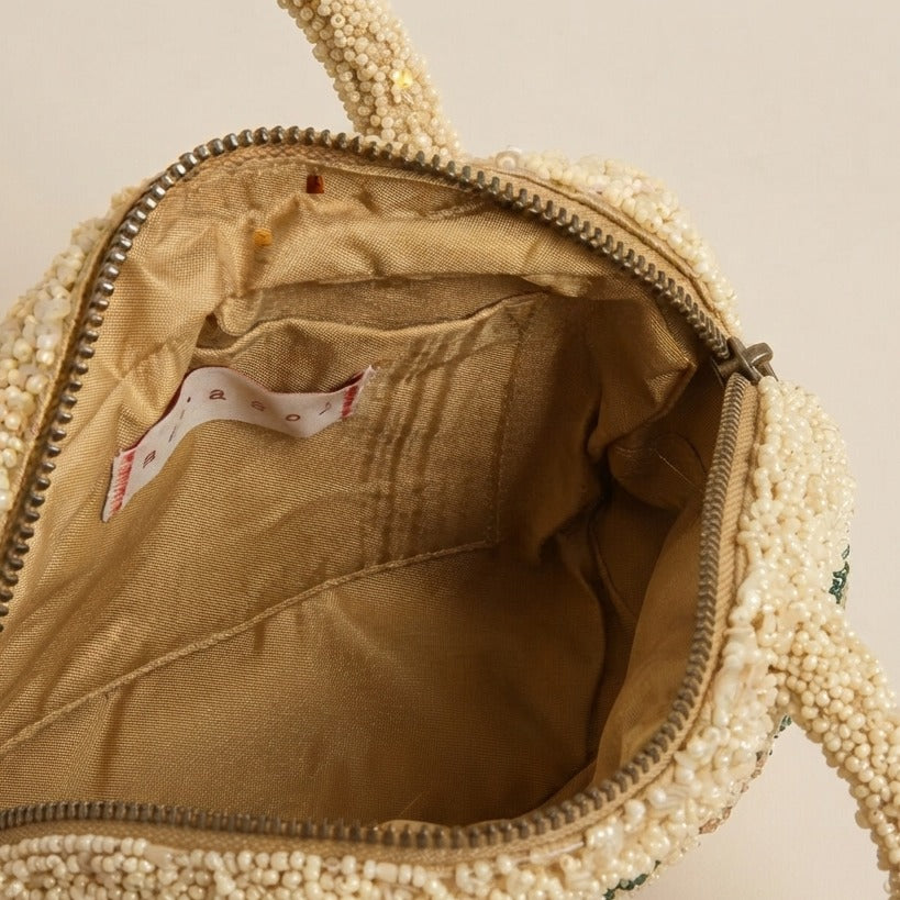 Mirasol Beige Avocado Beaded Bag