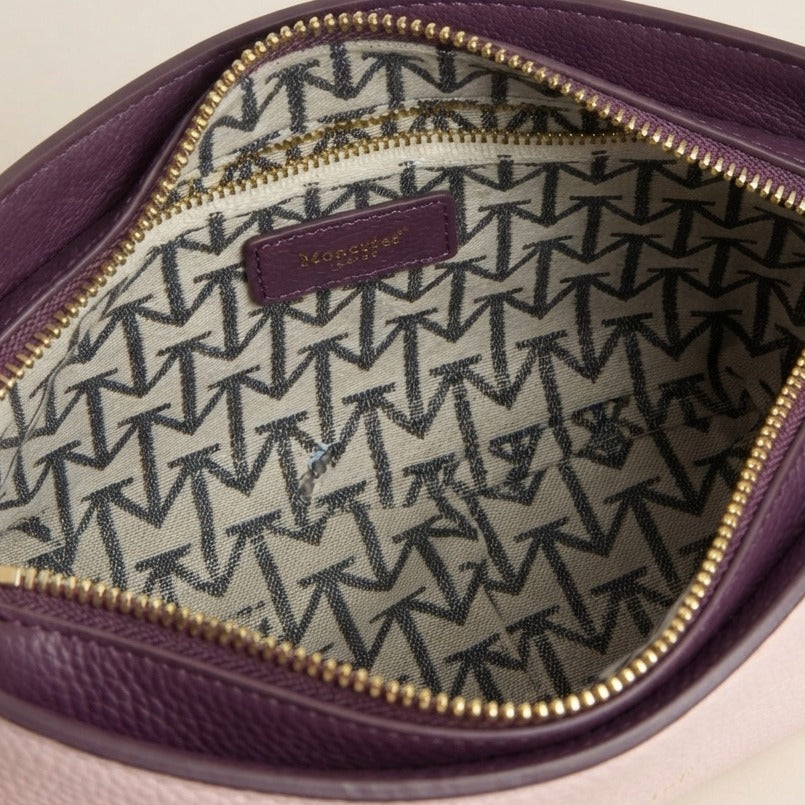 Moncrief Pink Pink & Plum Leather Sarah Shoulder Bag