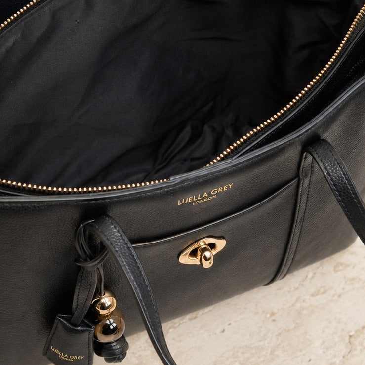 Luella Grey Black Fie Fie Tote Bag
