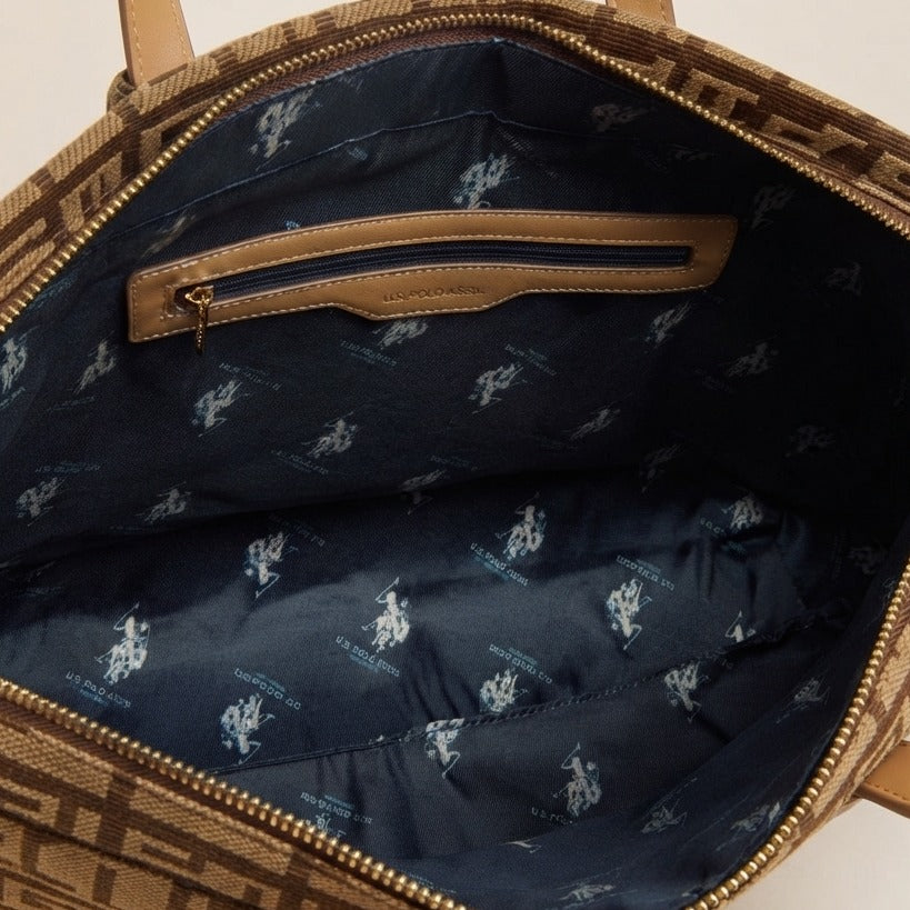 U.S. Polo Assn. Brown Jacquard Tote Bag