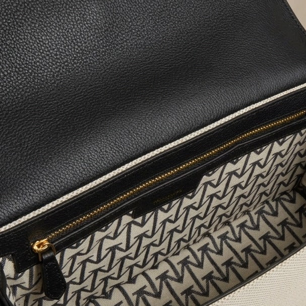 Moncrief Black Canvas Laura Shoulder Bag