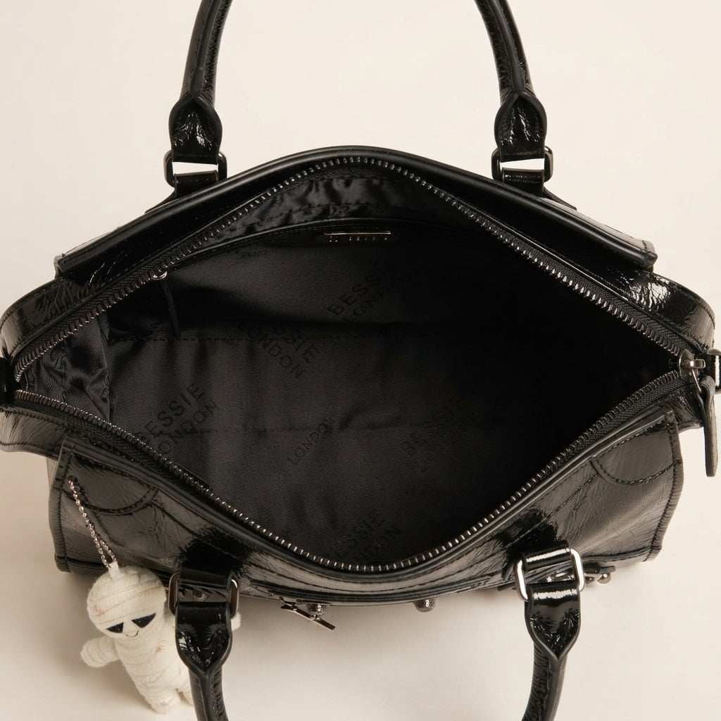 Bessie London Black Mummy Charn Tote Bag