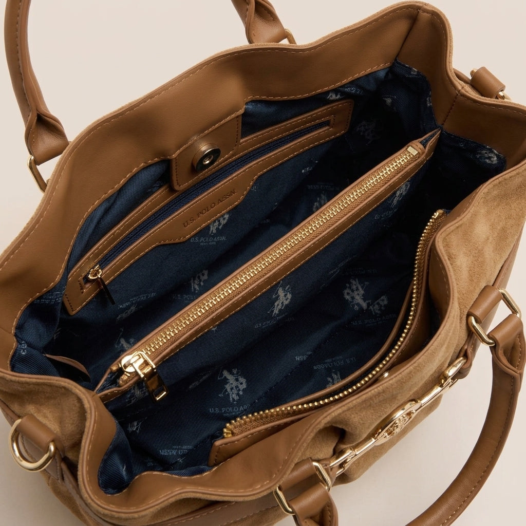 U.S. Polo Assn. Tan Suede Shoulder Bag