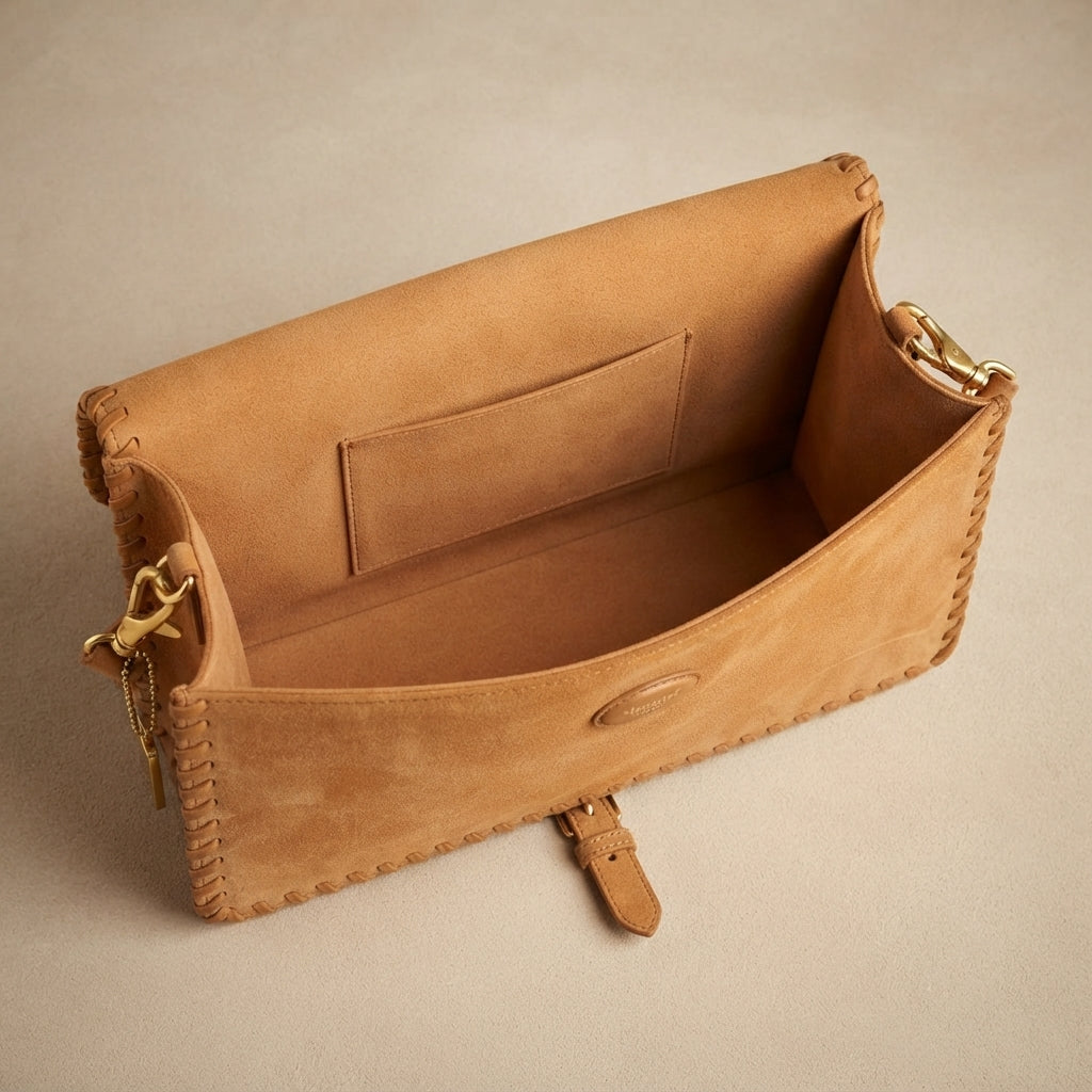 Moncrief Tan Suede Laura Crossbody Bag