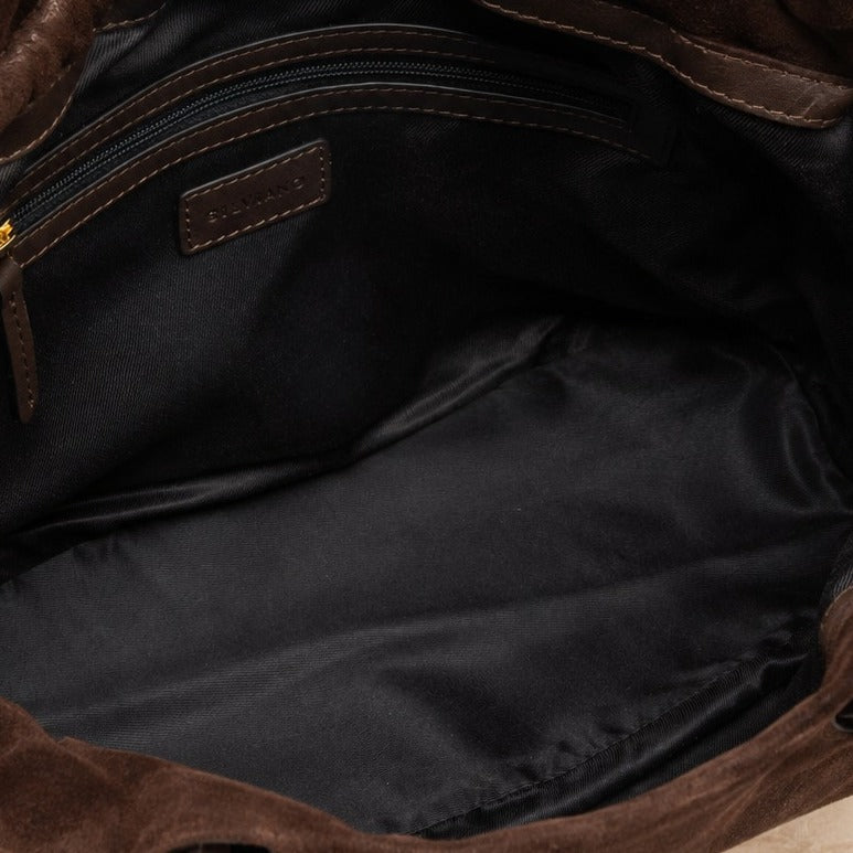 Silviano Chocolate Suede Shoulder Bag