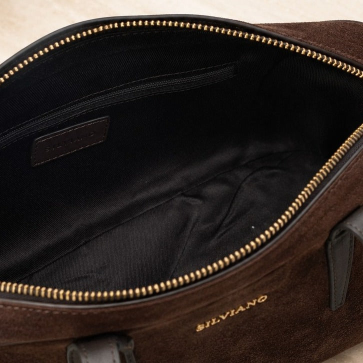 Silviano Brown Suede Shoulder Bag
