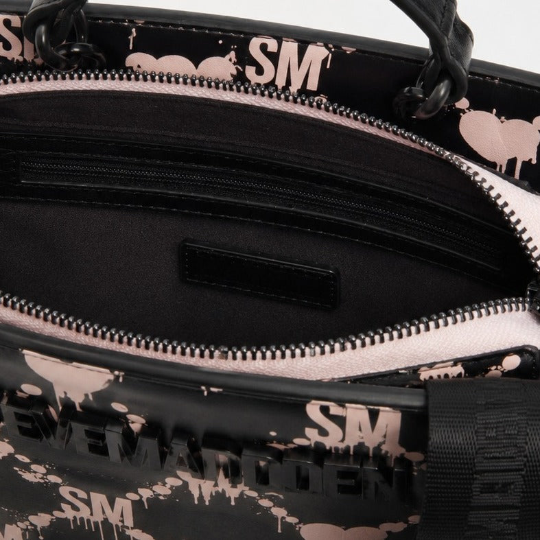 Steve Madden Black Dripping Hearts Cross Body Bag