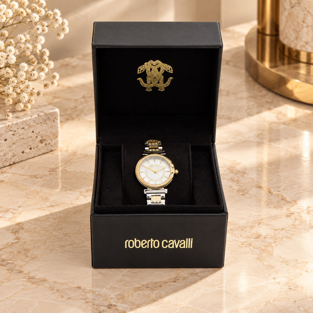 Roberto Cavalli Stainless Steel Snake Eclira Two Tone Watch