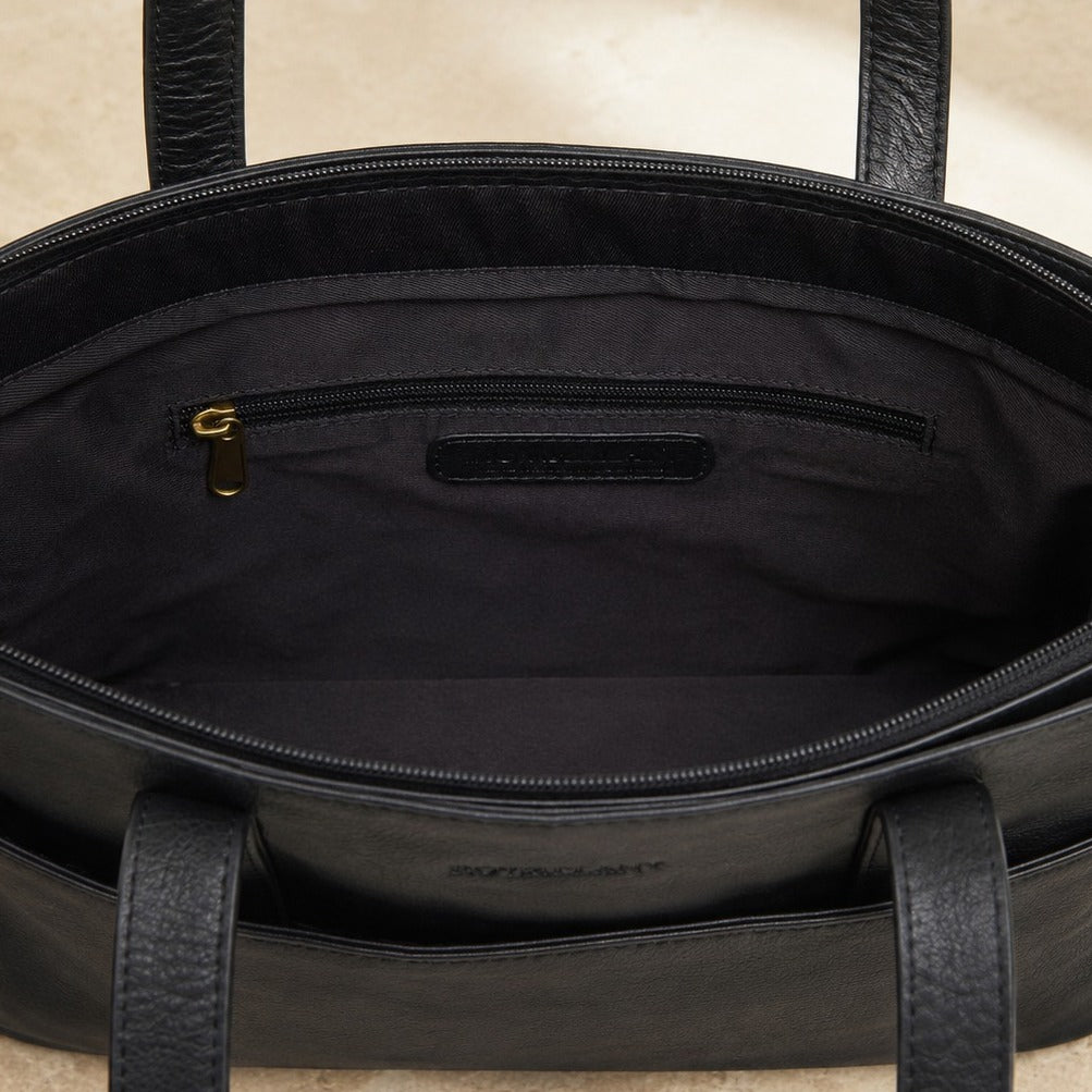 Rowallan Black Leather Handbag