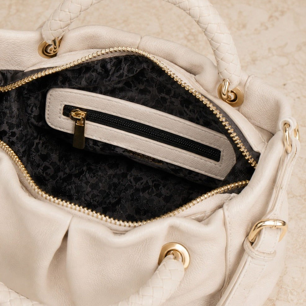 Dune London Cream Faux Leather Dovecot Handbag