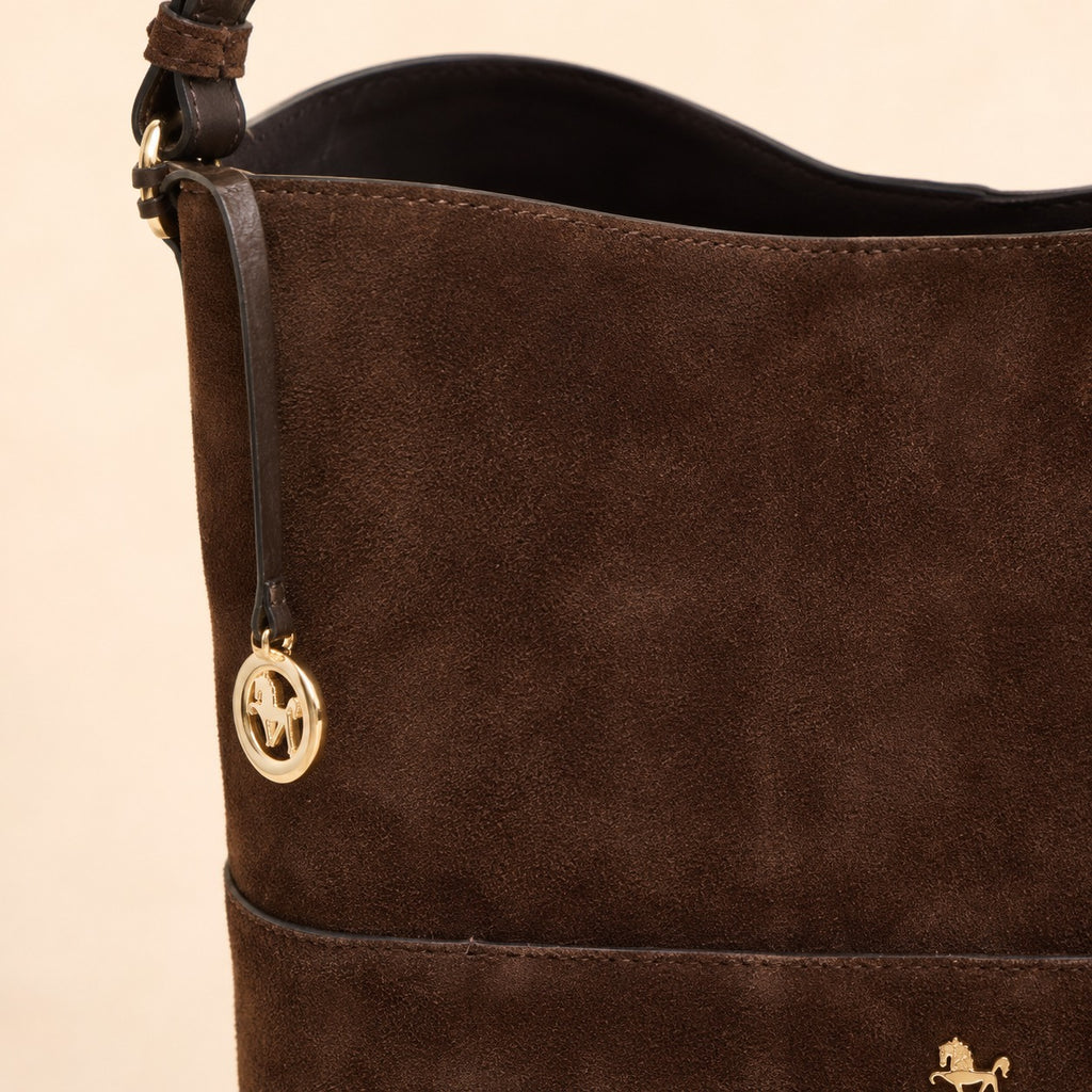 Silviano Brown Suede Shoulder Bag