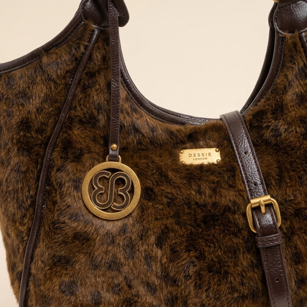 Bessie London Brown Leopard Hobo Bag