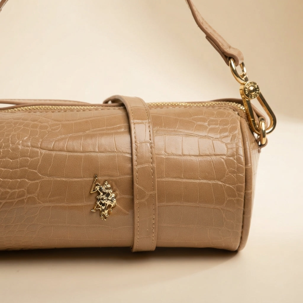 U.S. Polo Assn. Beige Warwickshire Mini Barrel Cross Body Bag
