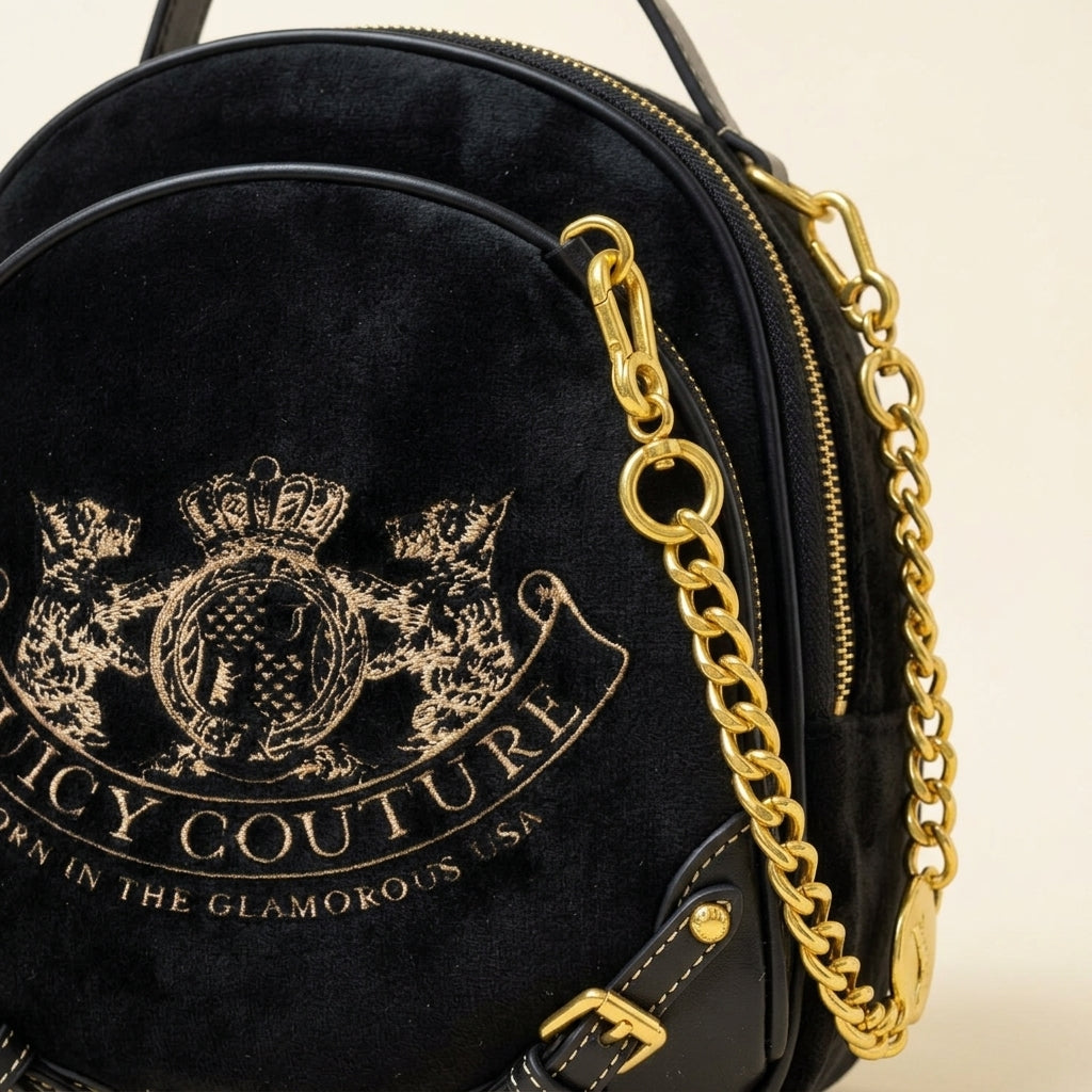 Juicy Couture Black Velour Backpack