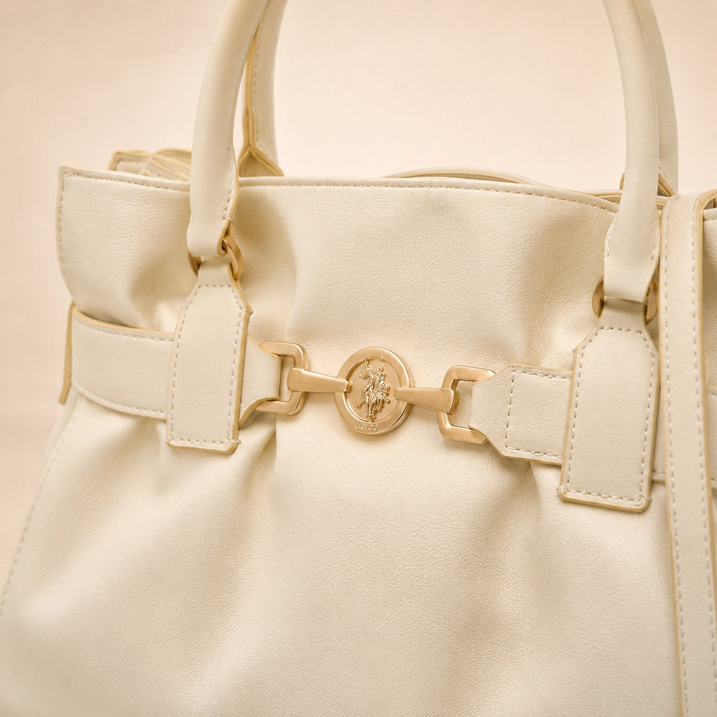 U.S. Polo Assn. Cream Jane Cinched Handbag