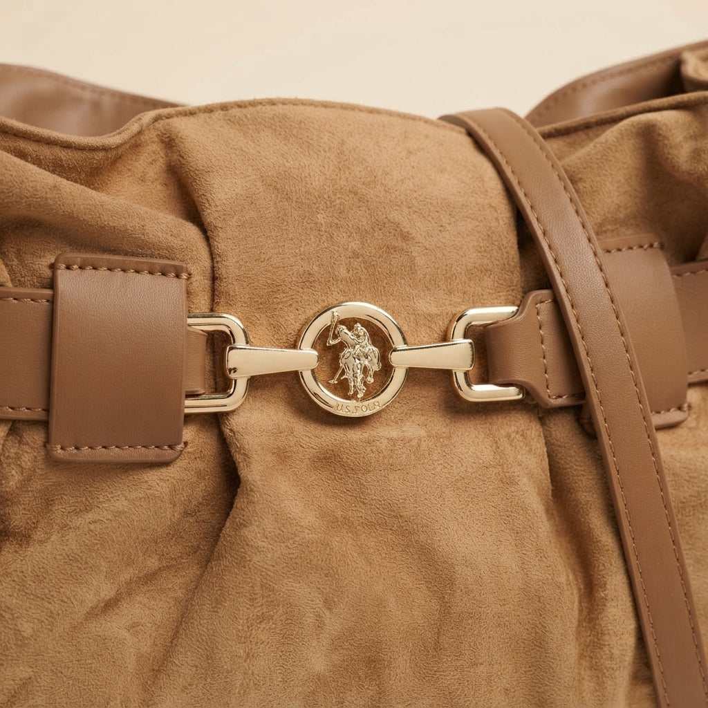 U.S. Polo Assn. Tan Suede Shoulder Bag