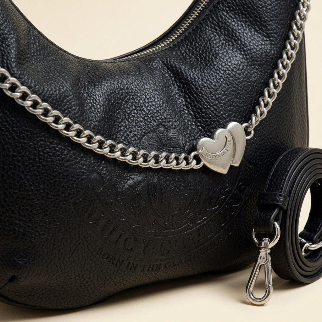 Juicy Couture Black Pebbled Hobo Bag