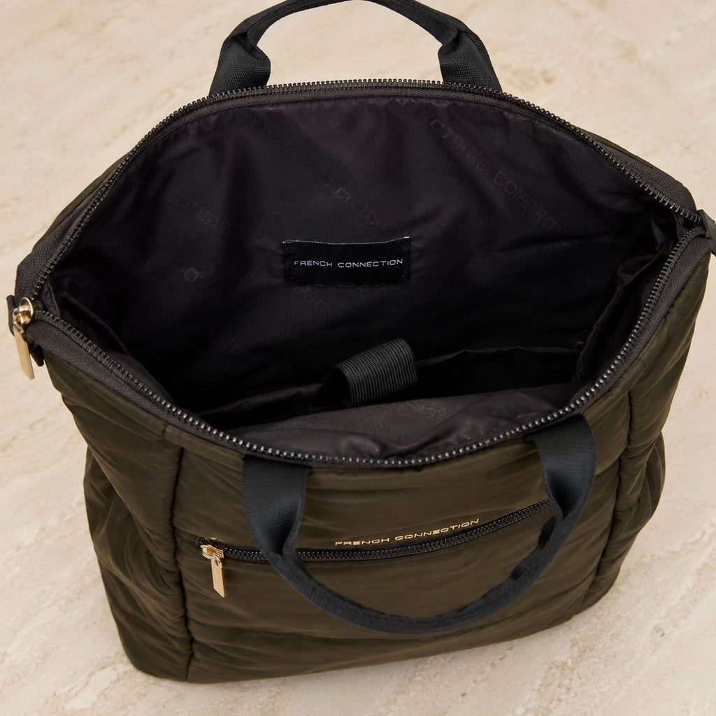 French Connection Olive Quilted Backpack