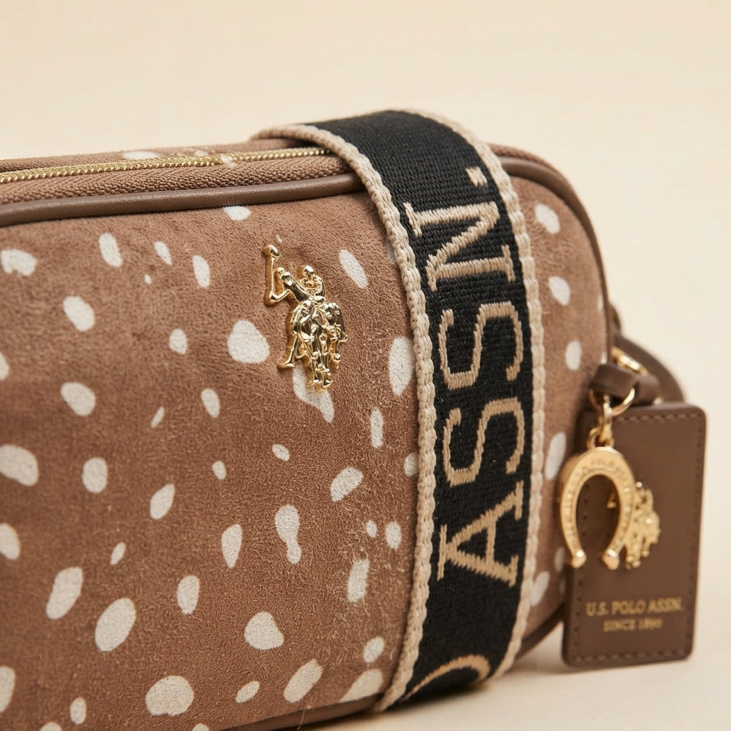 U.S. Polo Assn. Brown Polka Dot Crossbody Bag