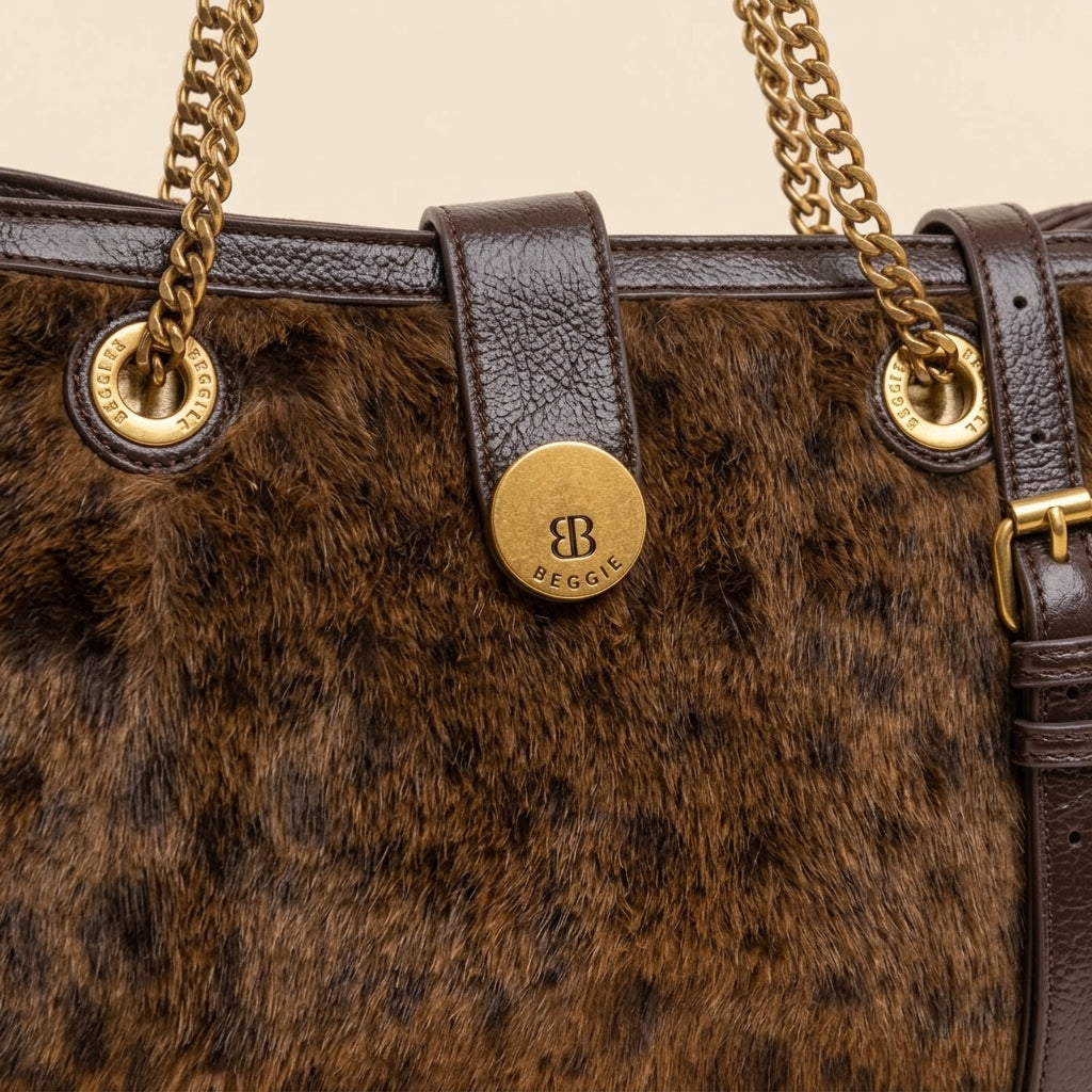 Bessie London Brown Leopard Tote Bag