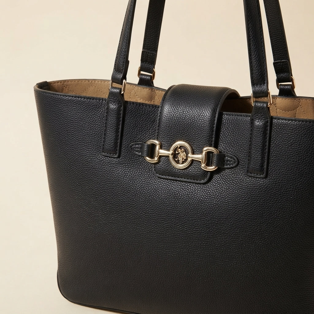 U.S. Polo Assn. Black Ascot Tote Bag With Pouch