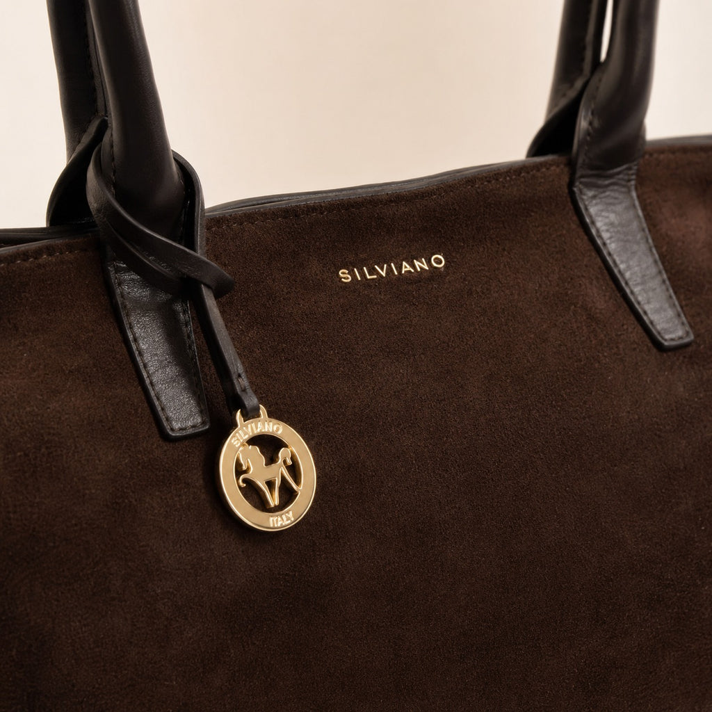 Silviano Dark Brown Suede Shoulder Bag